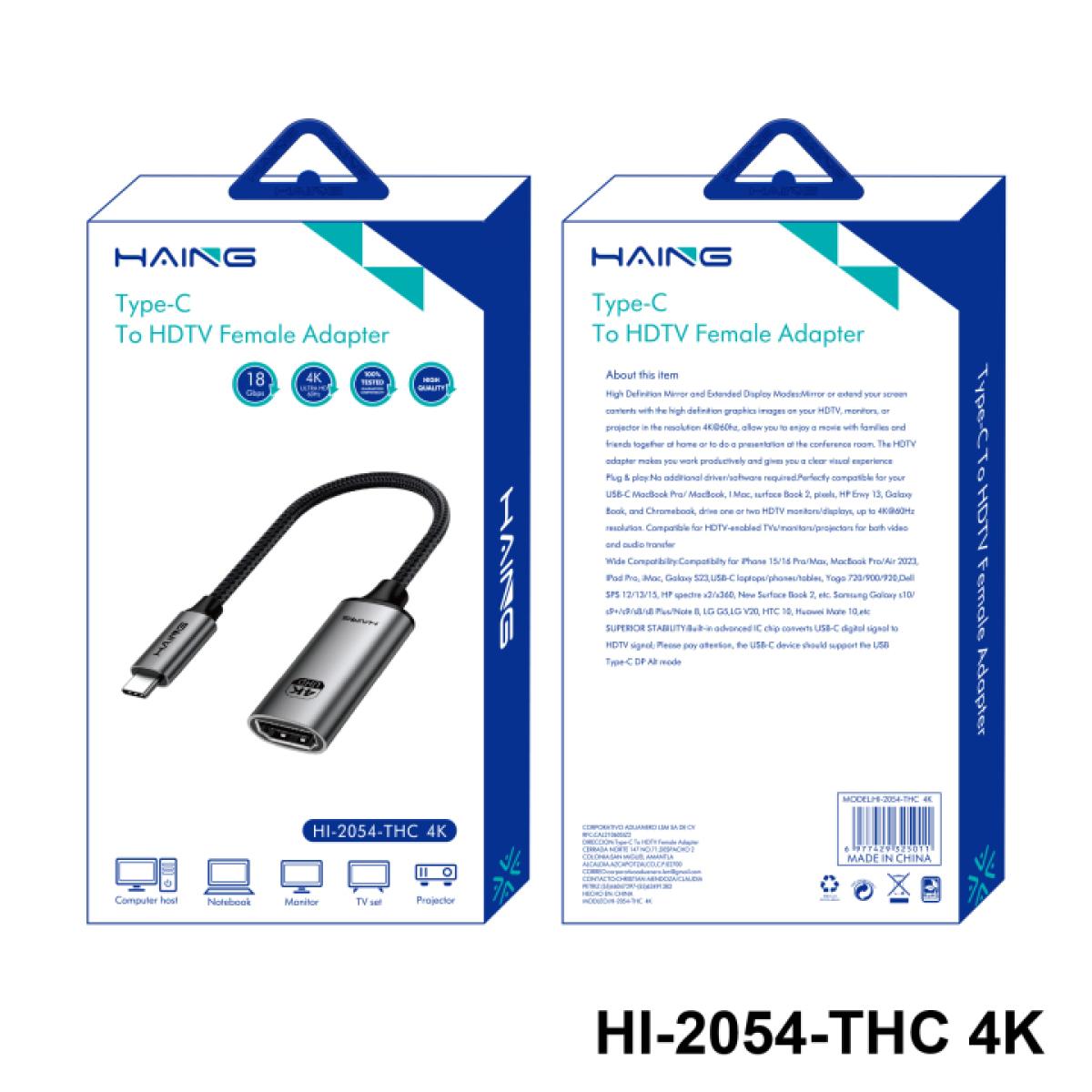 HAING HI-2054-THC Type-C To HDMI Female Adapter 4K