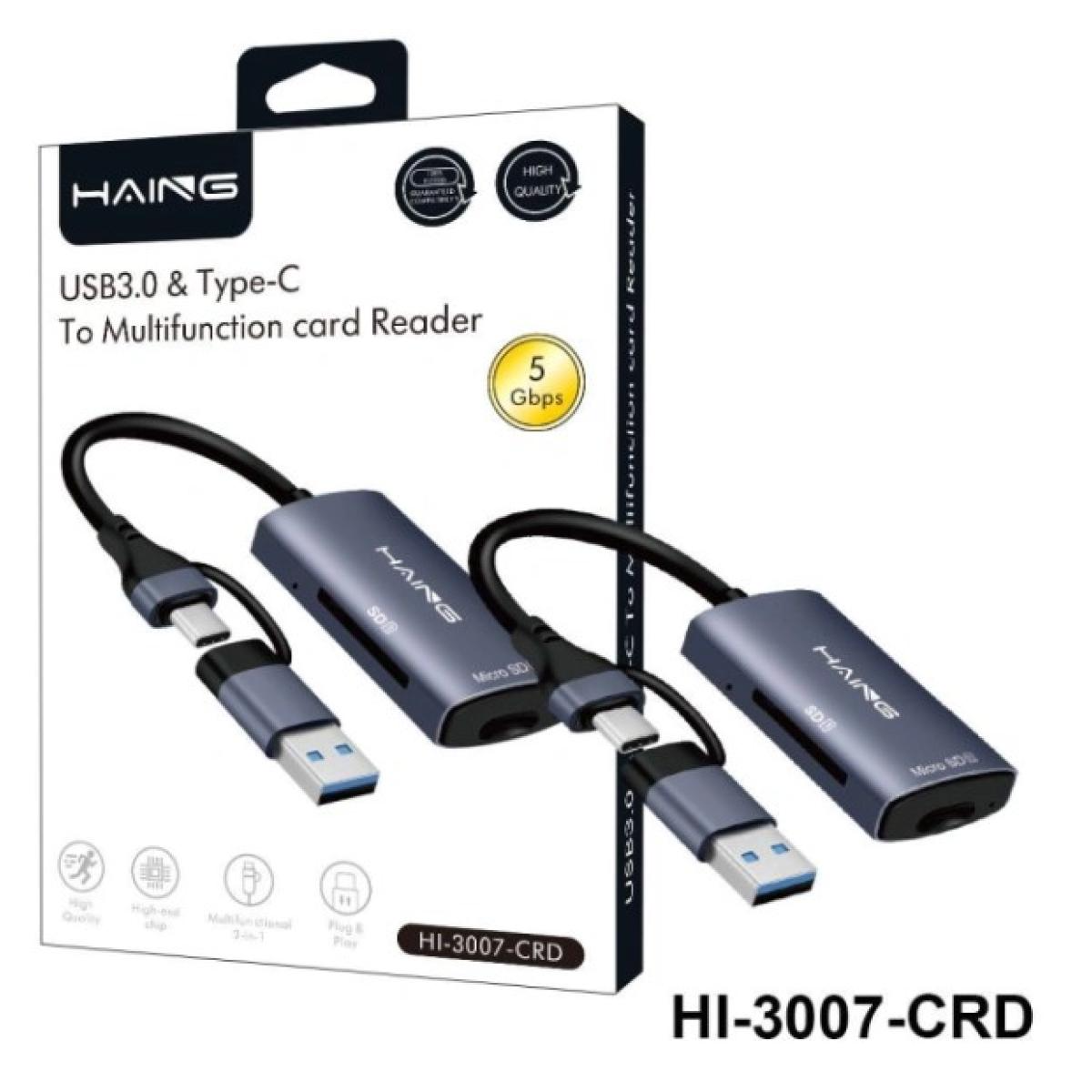 Haing HI-3007-CRD USB 3.0 & Type-C To Multi-function Card Reader