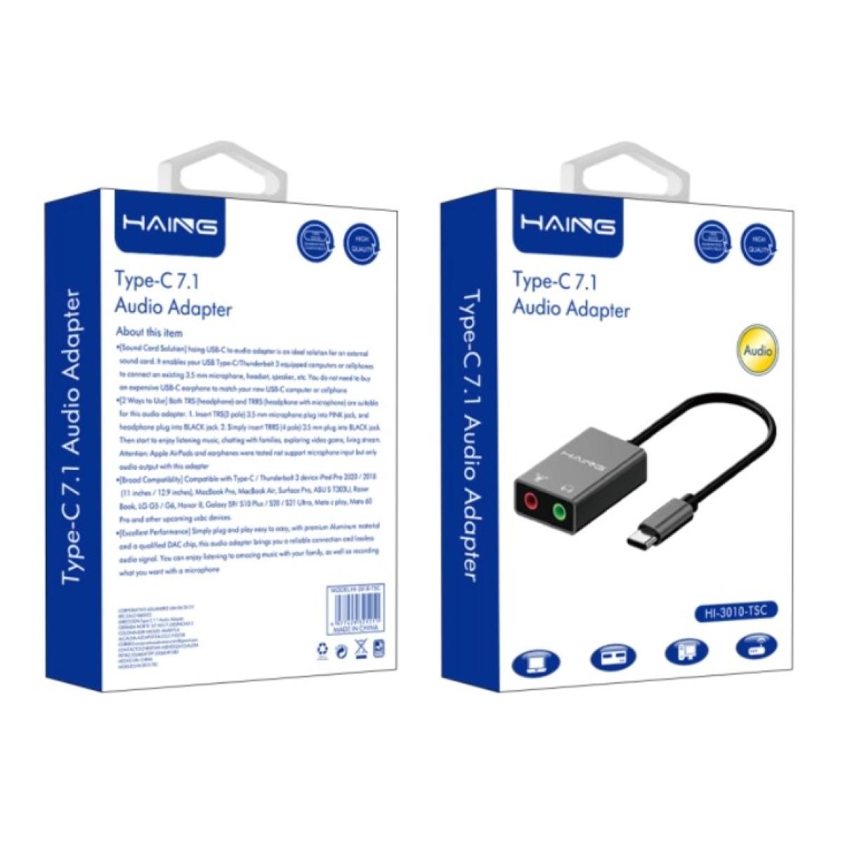 HAING HI-3010-TSC Type-C 7.1 Audio Adapter HAING HI-3010-TSC Type-C 7.1 Audio Adapter