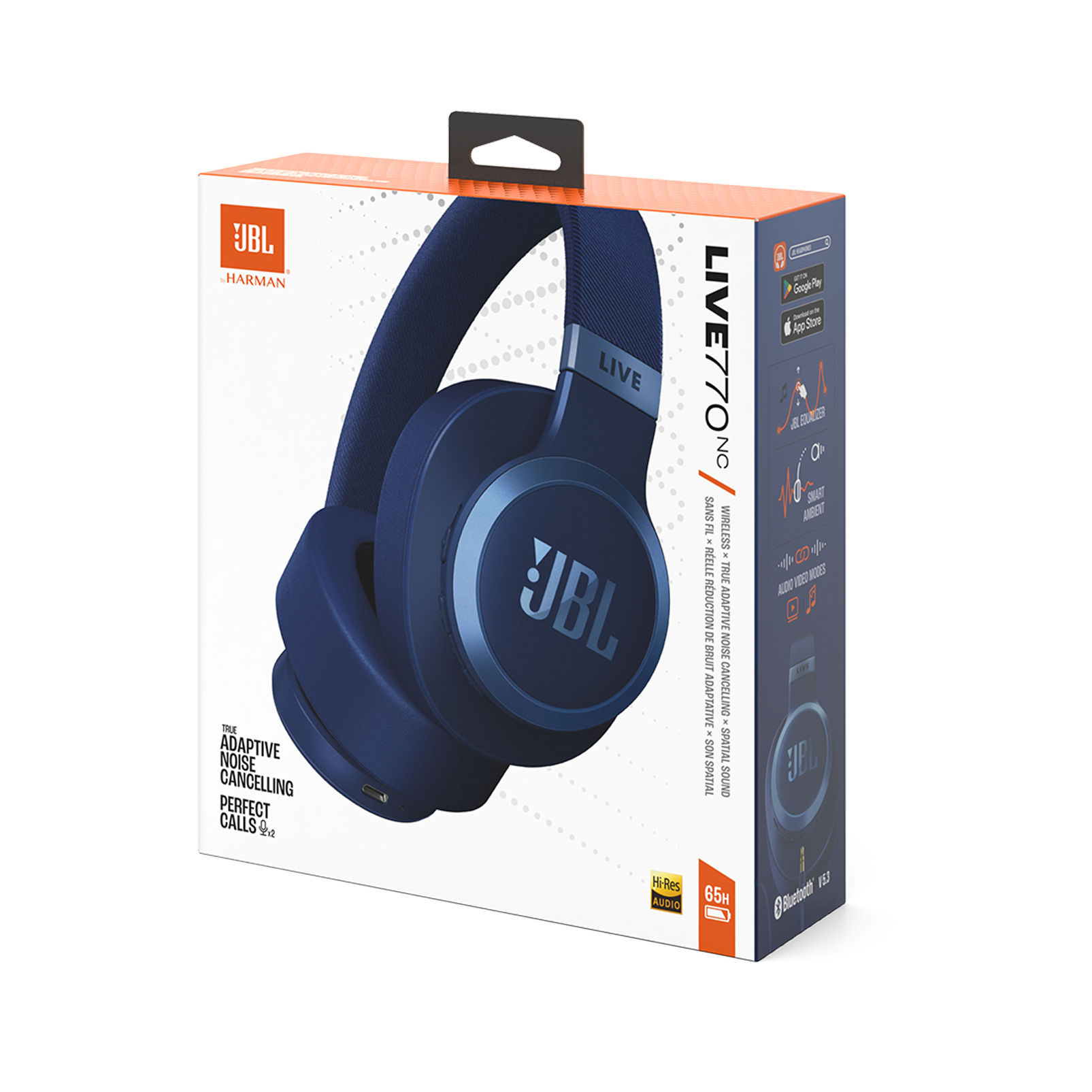JBL Live 770NC Wireless Headset - White / Blue