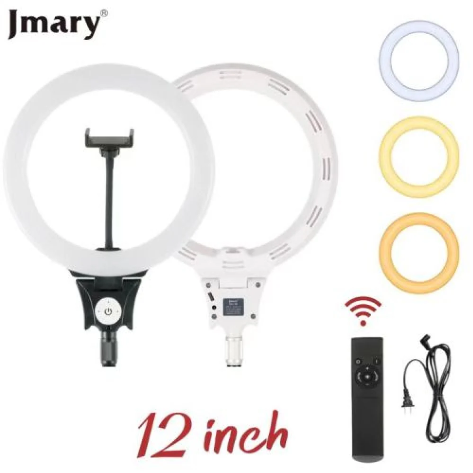 Jmary 12 Inch Selfie Ring Light With Remote & Stand - Black