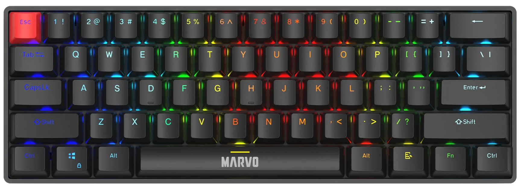 Marvo Saber 61 Wired Gaming Keyboard Black