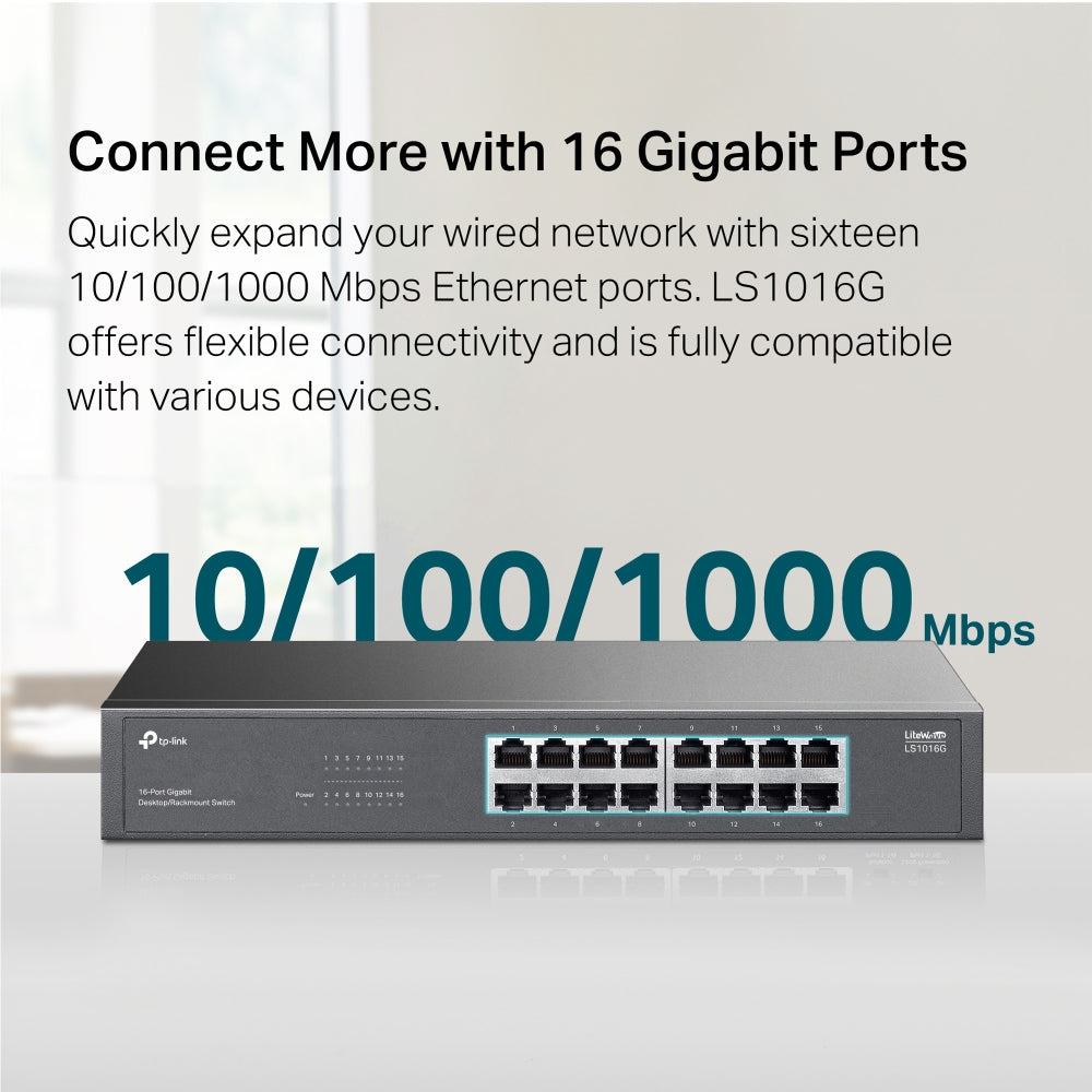 TP-LINK LS1016G 16-Port Gigabit Desktop/Rackmount Switch
