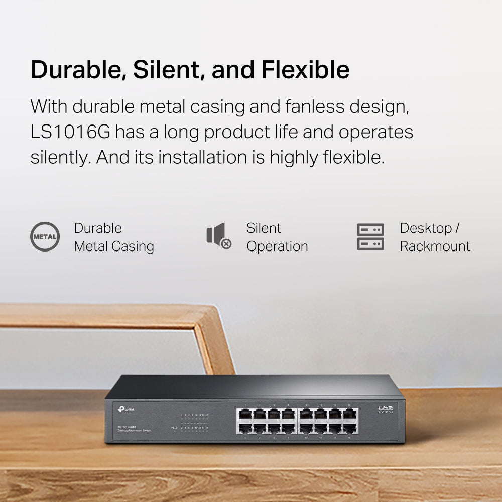 TP-LINK LS1016G 16-Port Gigabit Desktop/Rackmount Switch