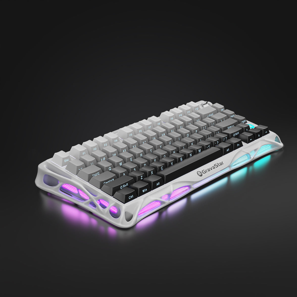 GravaStar Mercury K1 75% Wireless Mechanical Gaming Keyboard - Gradient White