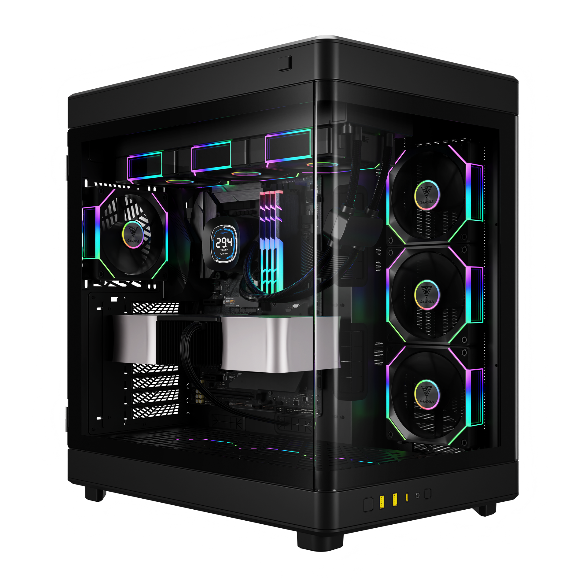 GAMDIAS NESO P1 PRO ARGB Full ARGB Gaming Case - Black