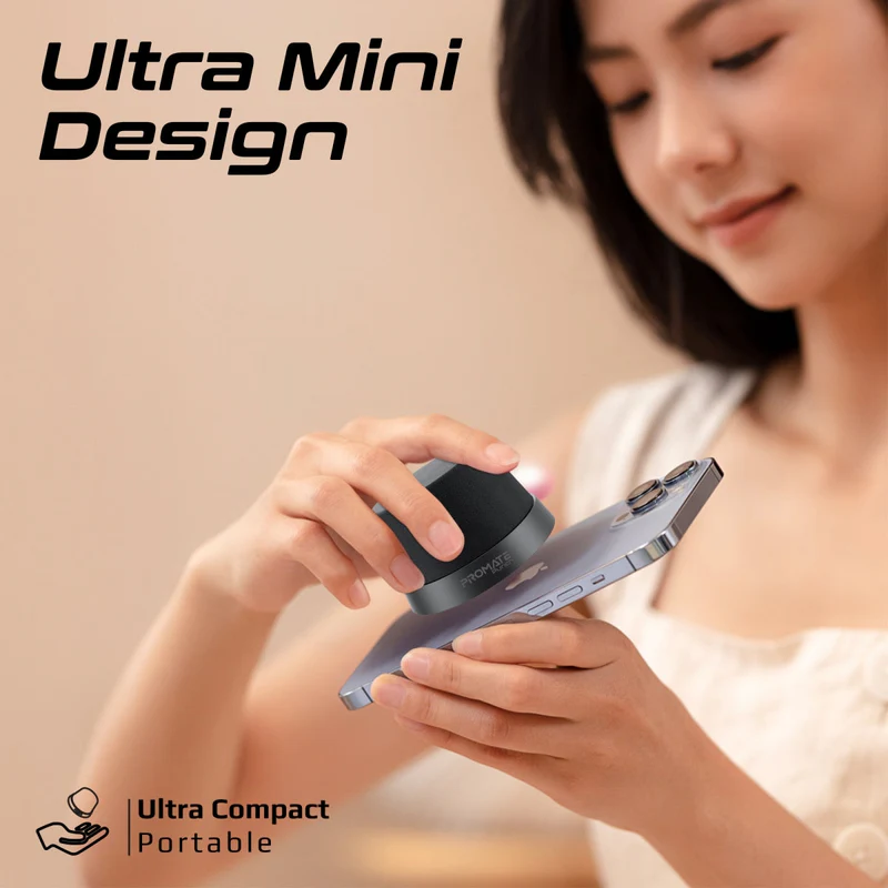 Promate Punch High-Fidelity Mini Bluetooth Speaker with MagSafe Compatible Base - Black