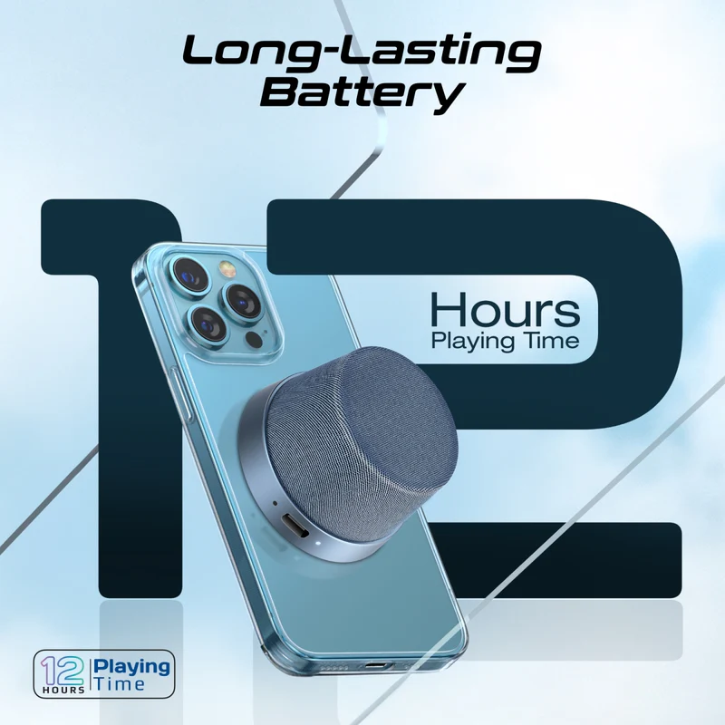 Promate Punch High-Fidelity Mini Bluetooth Speaker with MagSafe Compatible Base - Navy