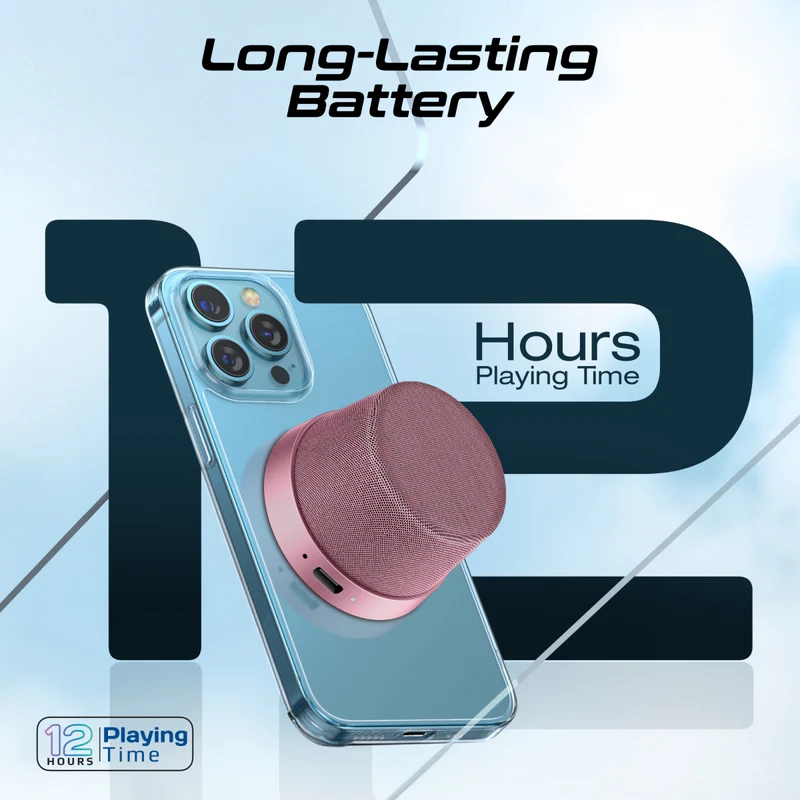 Promate Punch High-Fidelity Mini Bluetooth Speaker with MagSafe Compatible Base - Pink