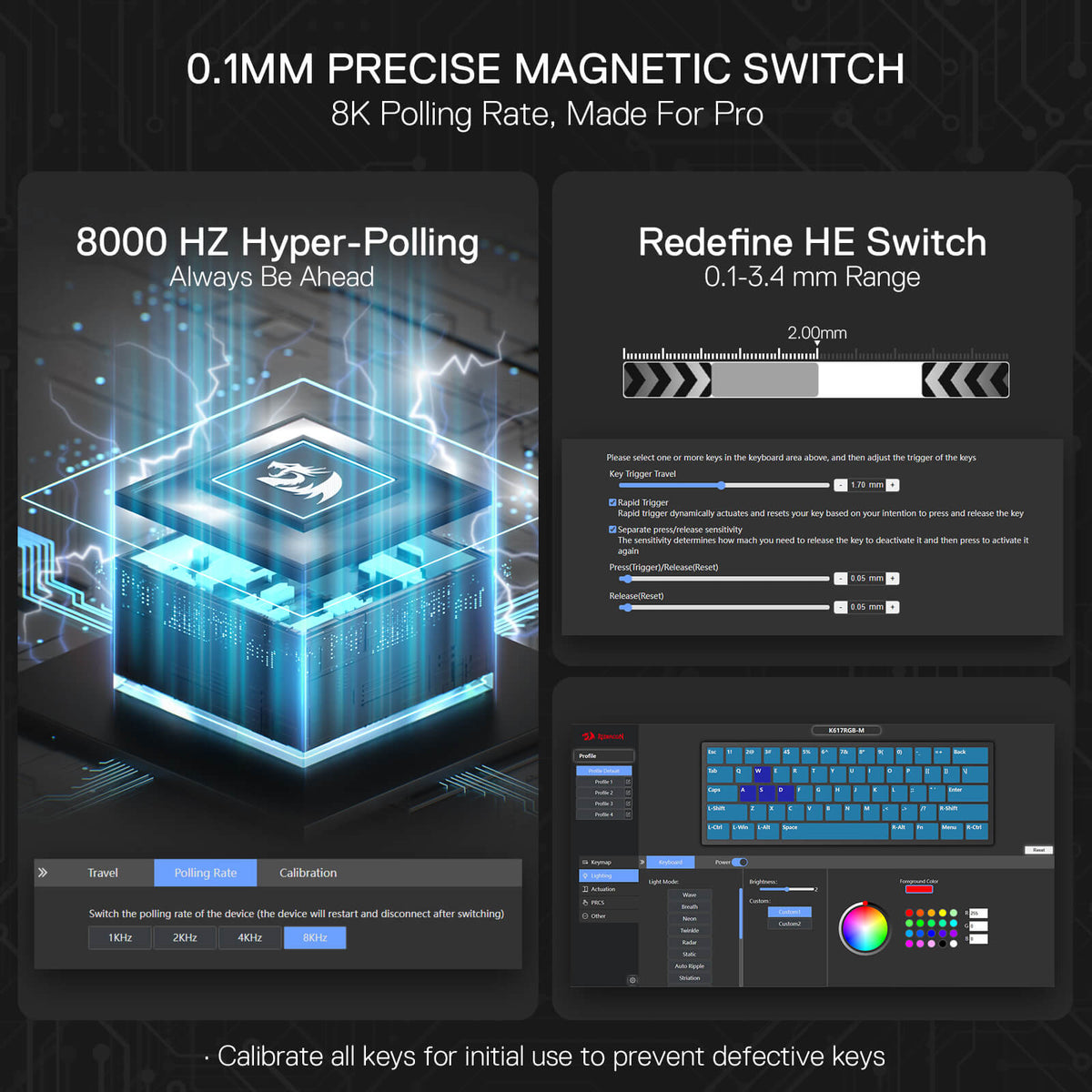 REDRAGON FIZZ 60% WIRD MAGNETIC SWITCH KEYBOARD -BLACK