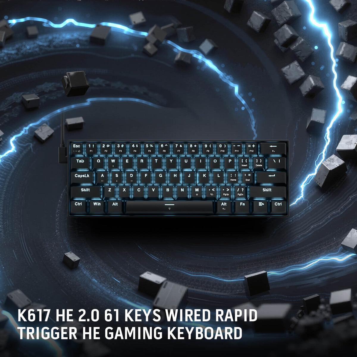 REDRAGON FIZZ 60% WIRD MAGNETIC SWITCH KEYBOARD -BLACK