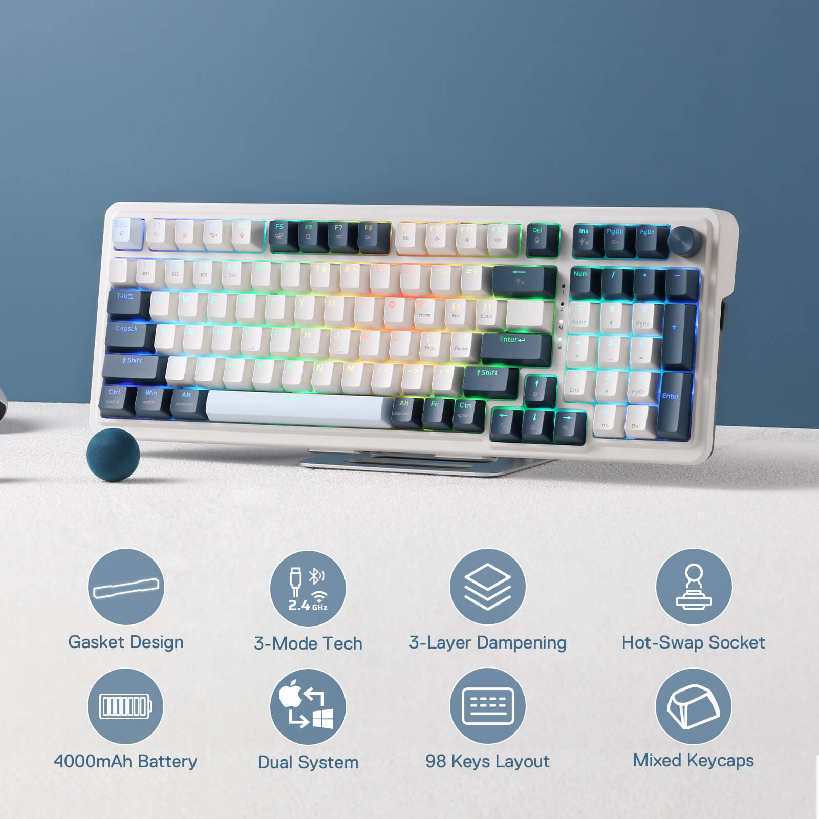 REDRAGON EISA PRO K686 3 MODES 98 KEY GAMING KEYBOARD