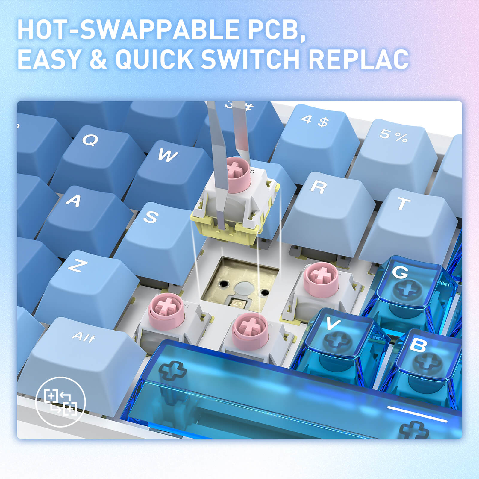 REDRAGON NOVA K709 HE Rapid Trigger Gaming Keyboard (Transparent Blue Keycaps)