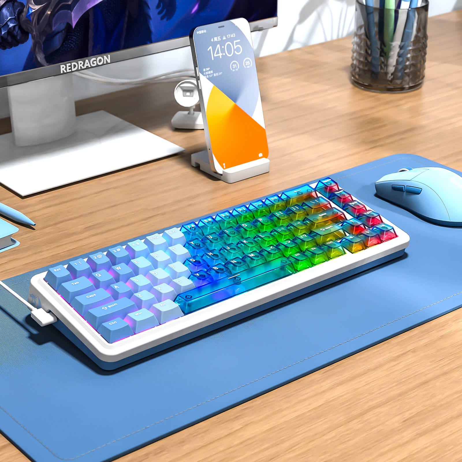 REDRAGON NOVA K709 HE Rapid Trigger Gaming Keyboard (Transparent Blue Keycaps)