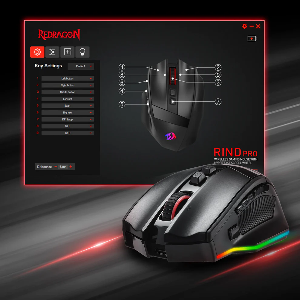 Redragon RIND M813 PRO 3-Mode RGB Gaming Mouse