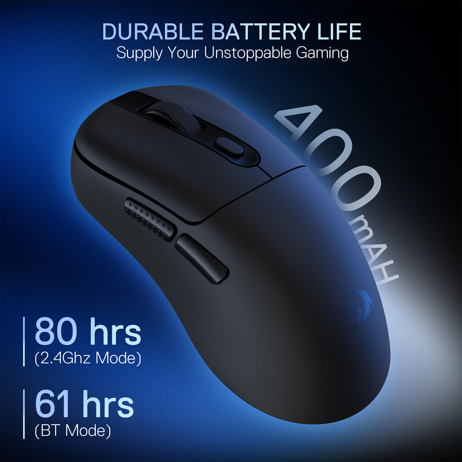 REDRAGON EBONY STANDARD M998-STD-1K 24000 DPI WIRELESS BLACK GAMING MOUSE