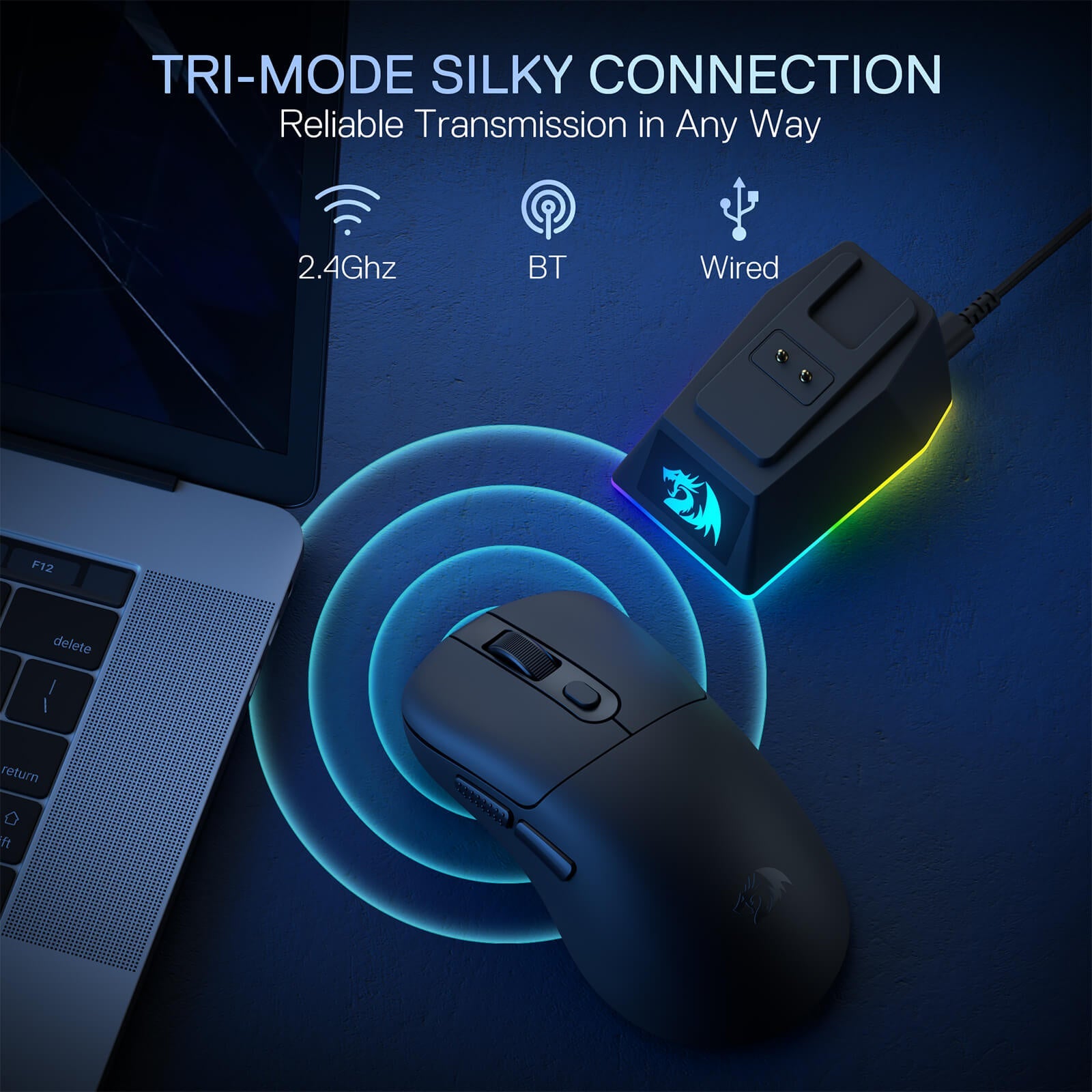 REDRAGON EBONY STANDARD M998-STD-1K 24000 DPI WIRELESS BLACK GAMING MOUSE