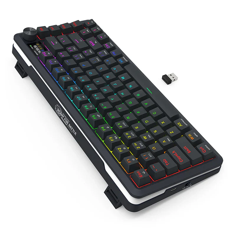 Redragon K708 Pro 75% Wireless/BT RGB Mechanical Keyboard with LCD Screen