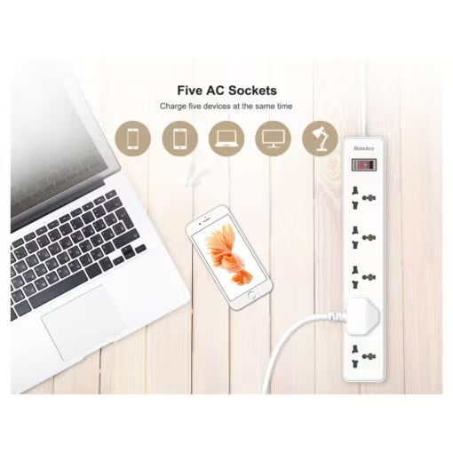 Huntkey PZC502 Power Strips Universal Standard 3M -5 Sockets