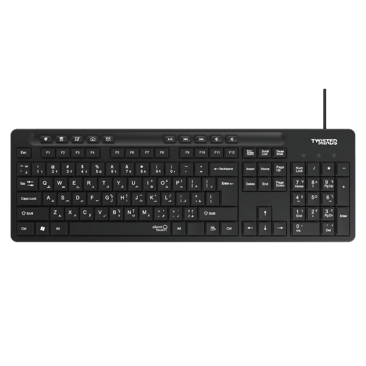 Twisted Minds K19 Kavara Series 2in1 Combo Wired Mode Lightweight - Black - (English / Arabic) Layout