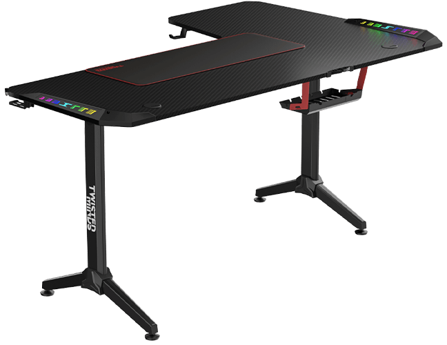 Twisted Minds WARRIOR TM-Y-LB-RGB L Shaped (160CM*100CM*75CM) Gaming Desk RGB Left - Black