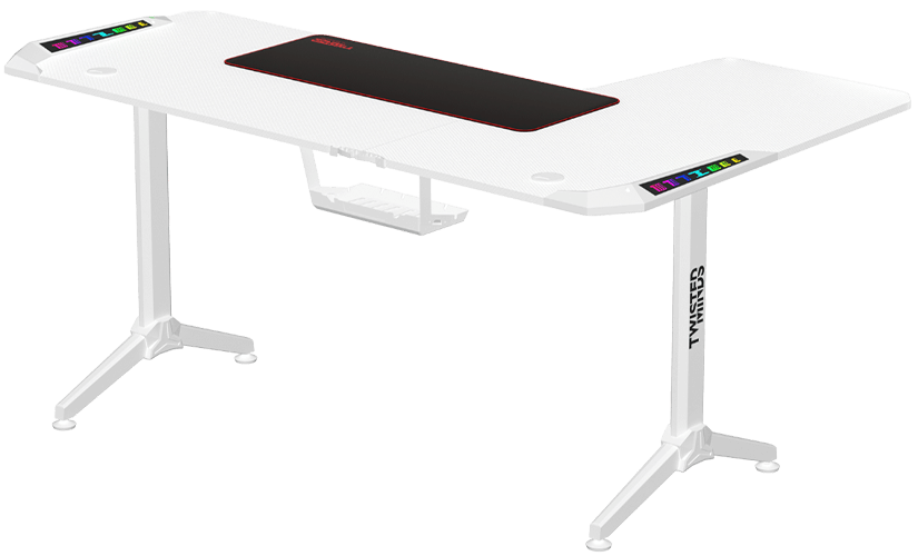 Twisted Minds WARRIOR TM-Y-LW-RGB L Shaped (160CM*100CM*75CM) Gaming Desk RGB Left - White -