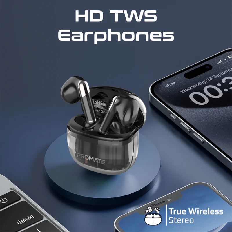 Promate TransPods True Wireless Earbuds - Black