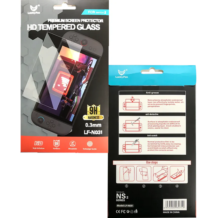 Lucky Fox HD Tempered Glass Premium Screen Protector for Switch 2