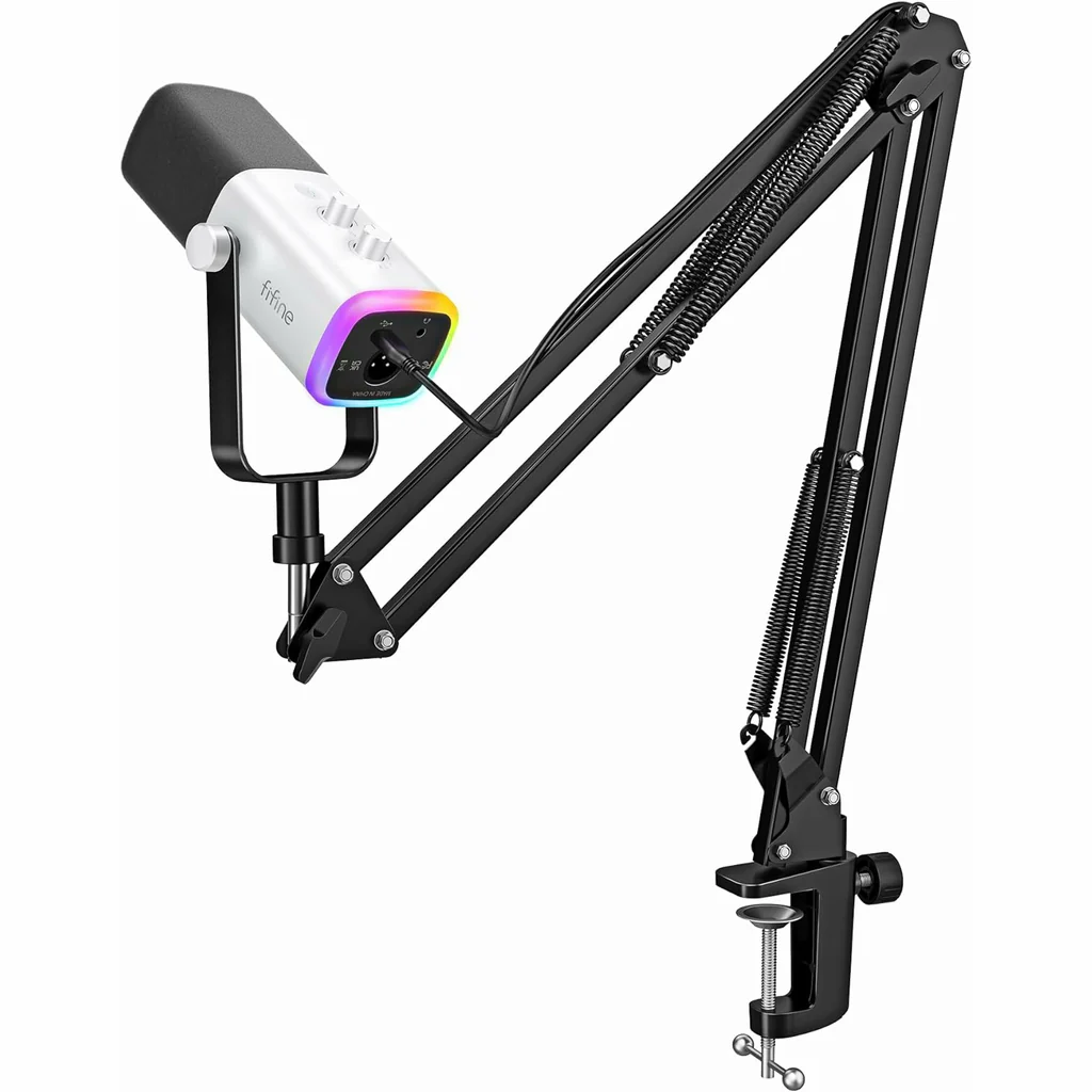 Fifine Ampligame AM8 RGB USB, XLR Dynamic Mic With Touch-mute