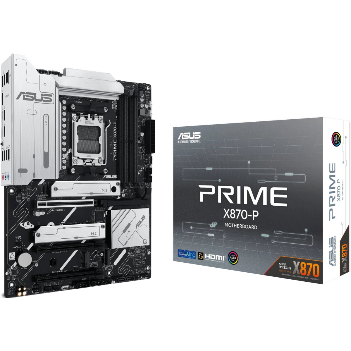 ASUS Prime X870-P AMD X870 AM5 ATX 4x M.2 Slots DDR5 USB 3.2 Gen 2x2 Type-C® USB4® Header & 2.5Gb Ethernet Motherboard