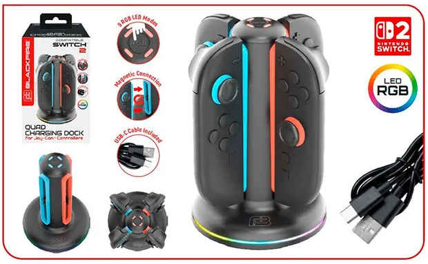 Blackfire Quad Charging Dock for Switch 2 Joy Cons