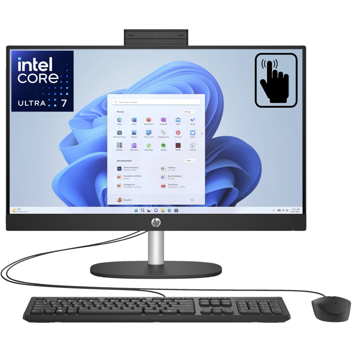 HP 24 inch All-in-One All-in-One | Maokong24I 1C24 | INTEL ULTRA 7-155U | RAM 16GB (1x16GB) DDR5 5600 | SSD 512G Touch 23.8 FHD Antiglare IPS