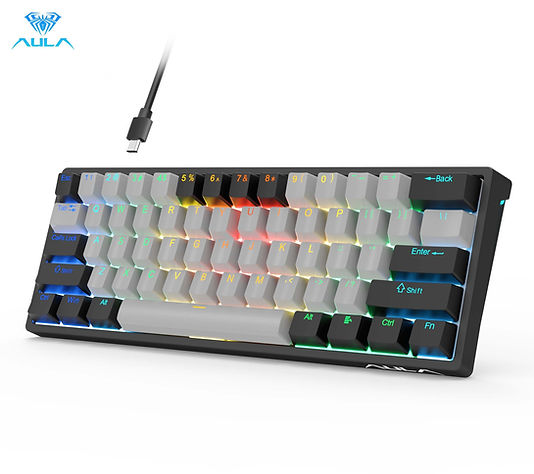 AULA F3261 RGB 60 Percent Gaming with Blue Switches Wired Mechanical Keyboard - Grey & Black