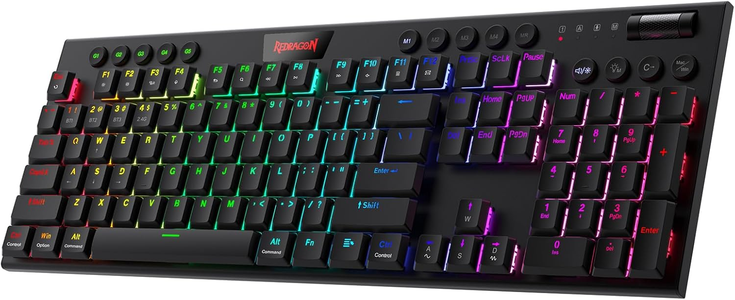 Redragon Horus Pro K618RGB-PRO Compatible with Windows and Mac OS Wireless Gaming Keyboard