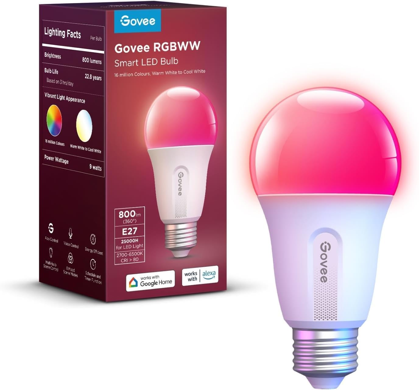 Govee Smart WiFi & BLE Light Bulb 800 lm