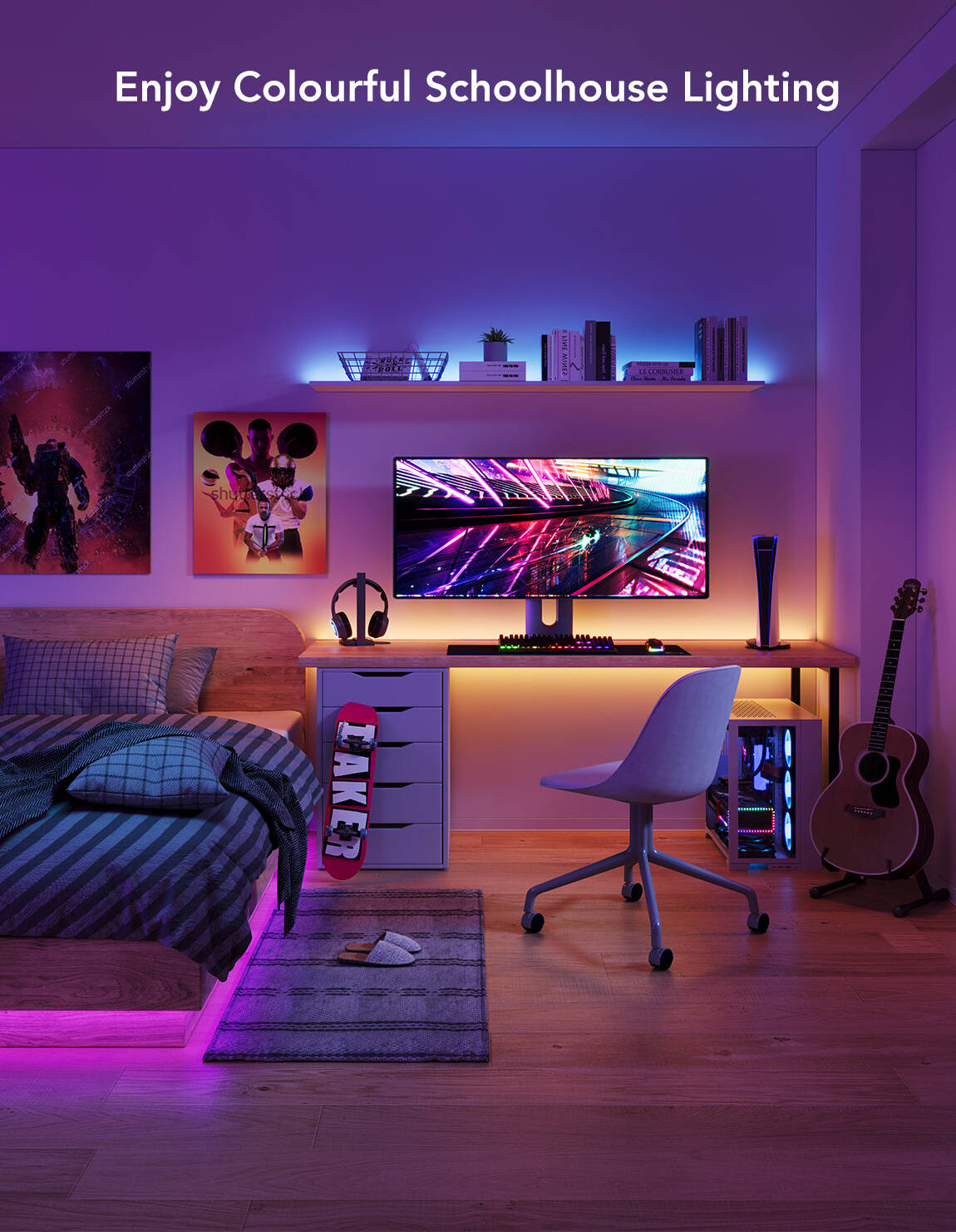 Govee RGB LED Strip Lights, RGB Colors, 90 LEDs/m Lamp Beads, 2.4GHz Wi-Fi + Bluetooth Connectivity
