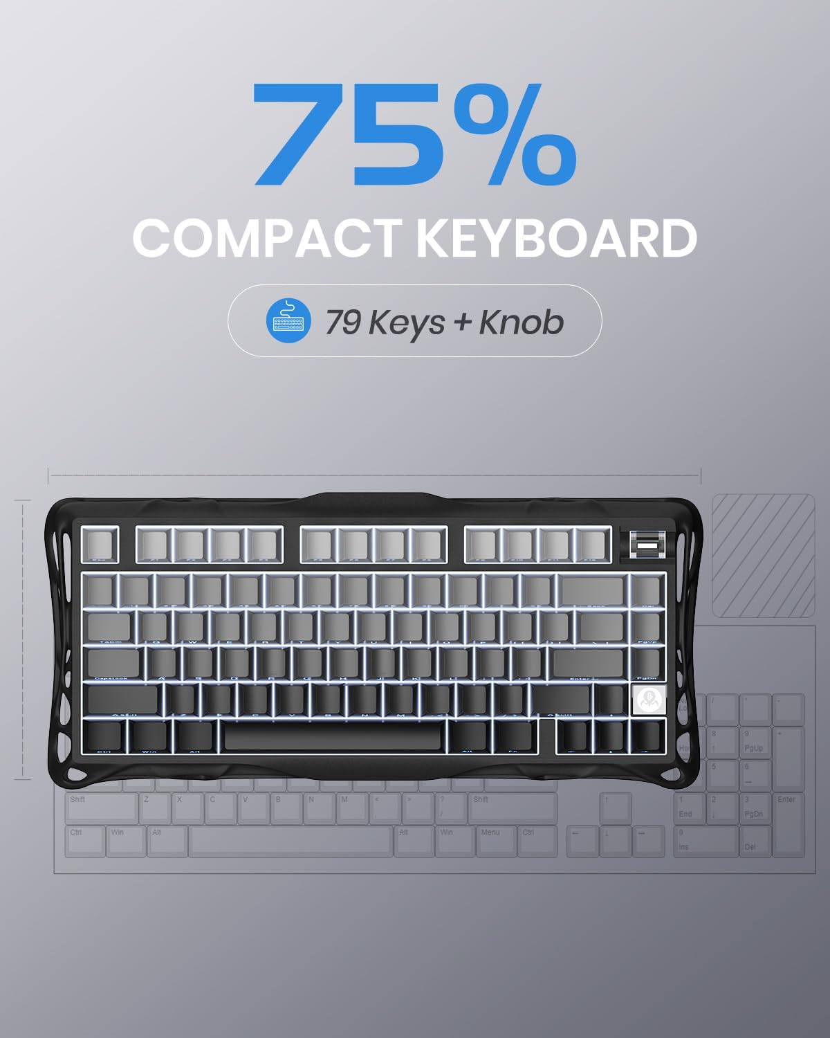 GravaStar Mercury K1 75% Wireless Mechanical Gaming Keyboard - Gradient Black