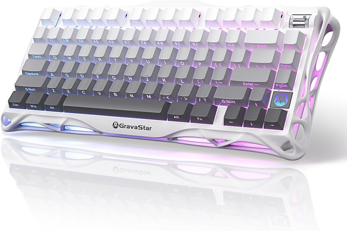GravaStar Mercury K1 75% Wireless Mechanical Gaming Keyboard - Gradient White