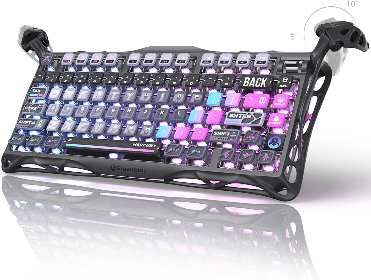 GravaStar Mercury K1 Pro 75% Wireless Mechanical Gaming Keyboard Galaxy Black