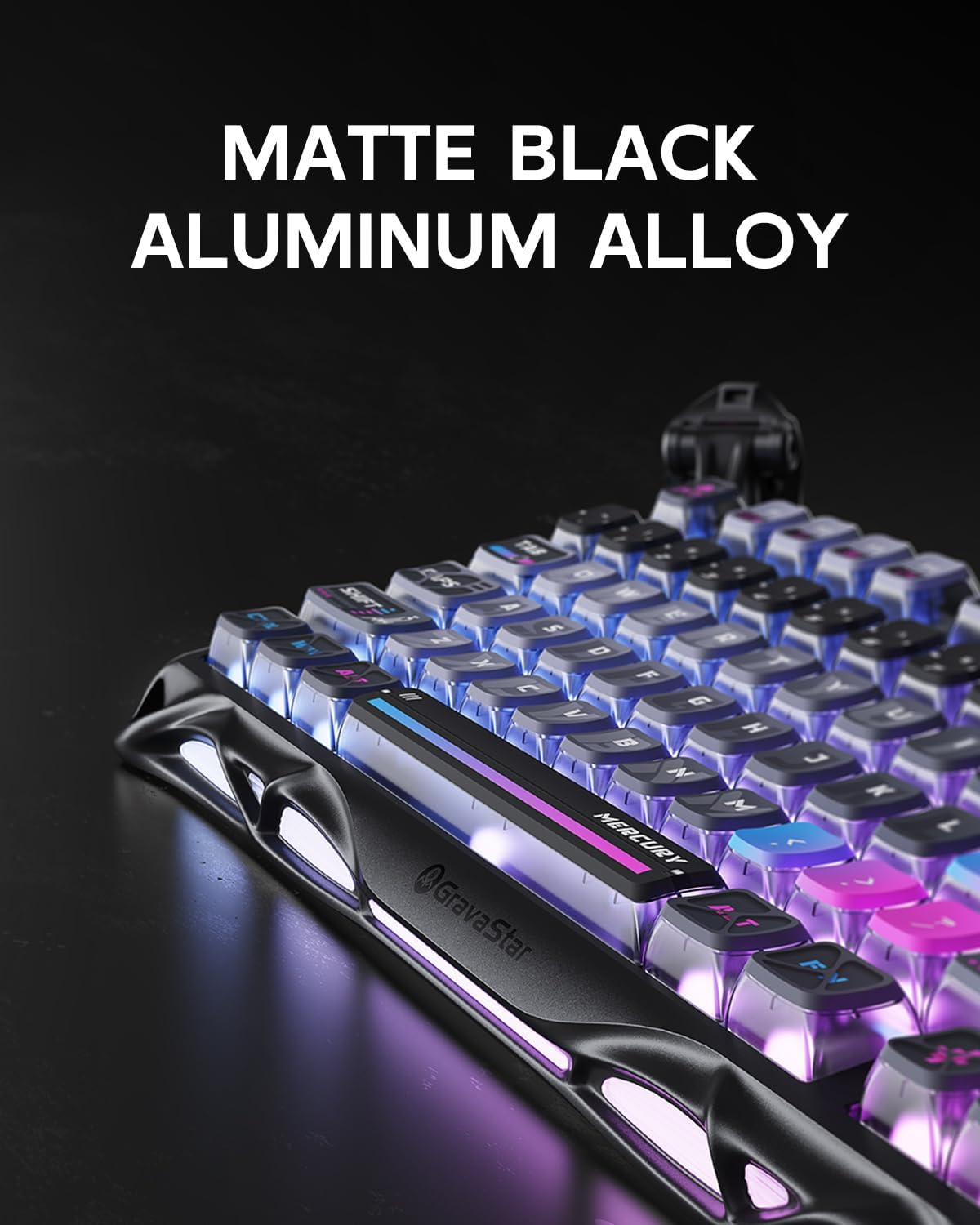 GravaStar Mercury K1 Pro 75% Wireless Mechanical Gaming Keyboard Galaxy Black