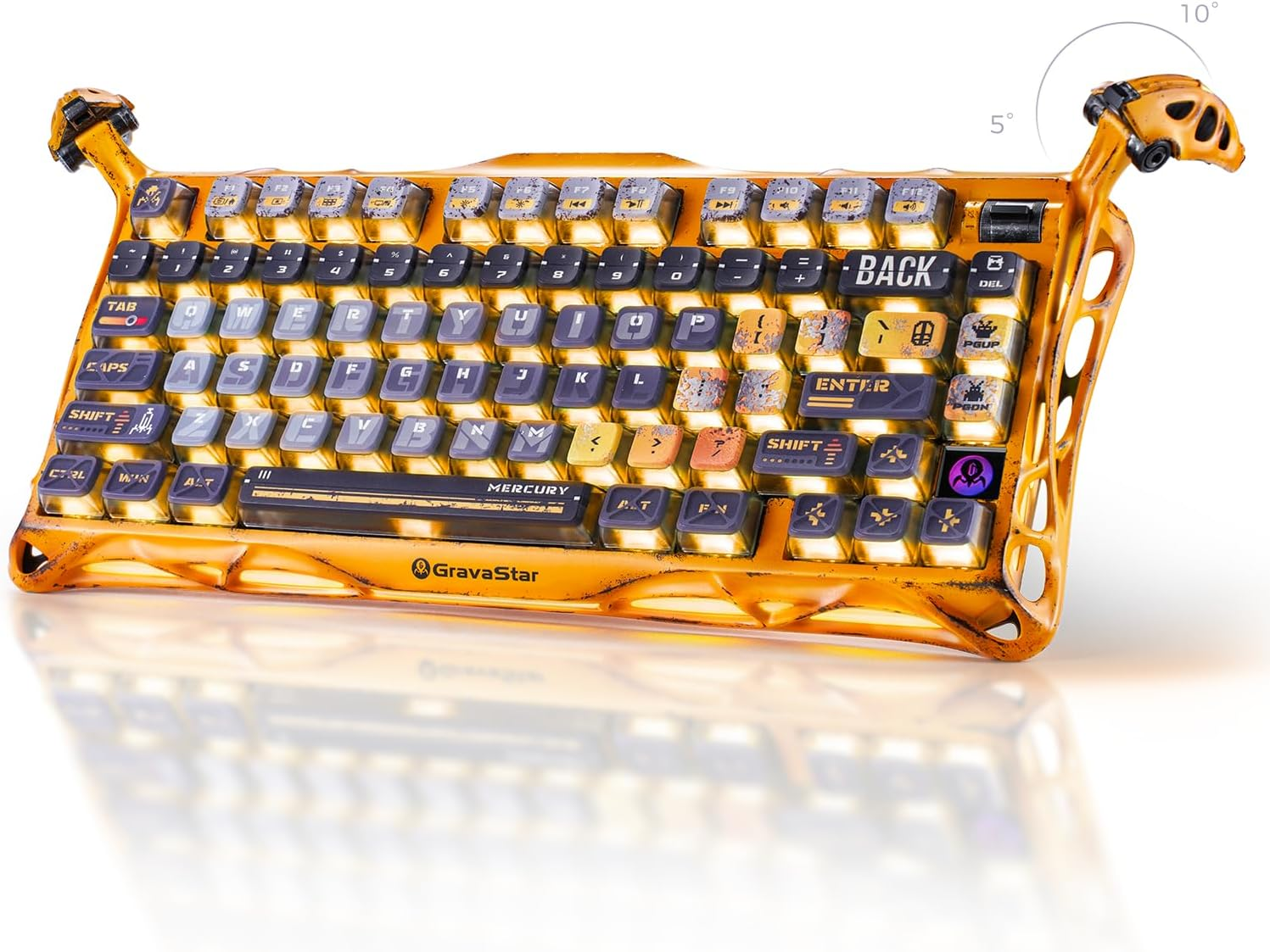 GravaStar Mercury K1 Pro 75% Wireless Mechanical Gaming Special Edition Keyboard - Battle Worn Yellow GravaStar Mercury K1 Pro 75% Wireless Mechanical Gaming Special Edition Keyboard - Battle Worn Yellow