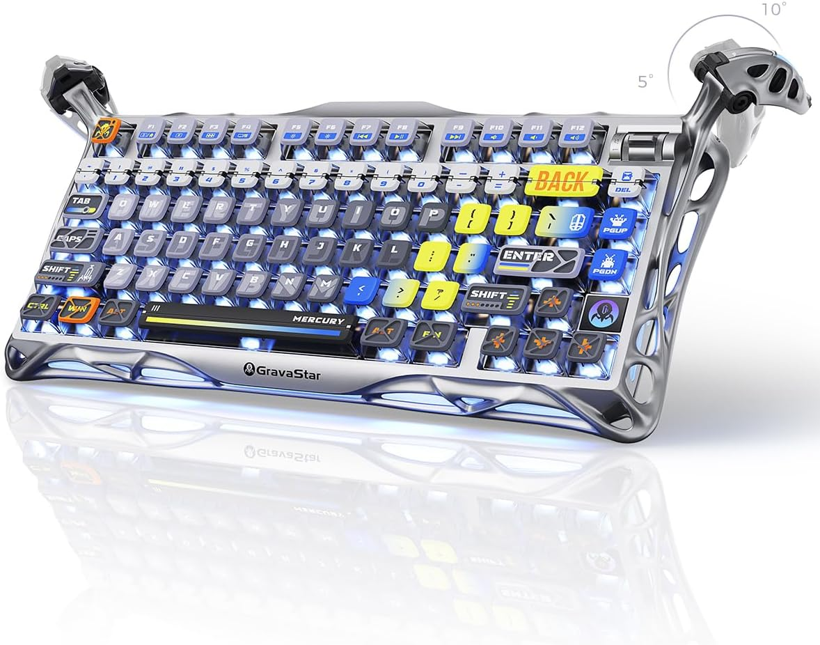 GravaStar Mercury K1 Pro 75% Wireless Mechanical Gaming Keyboard Interstellar Silver