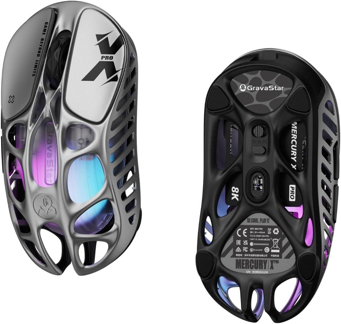 GravaStar Mercury X Pro Wireless Gaming Mouse - Interstellar Silver