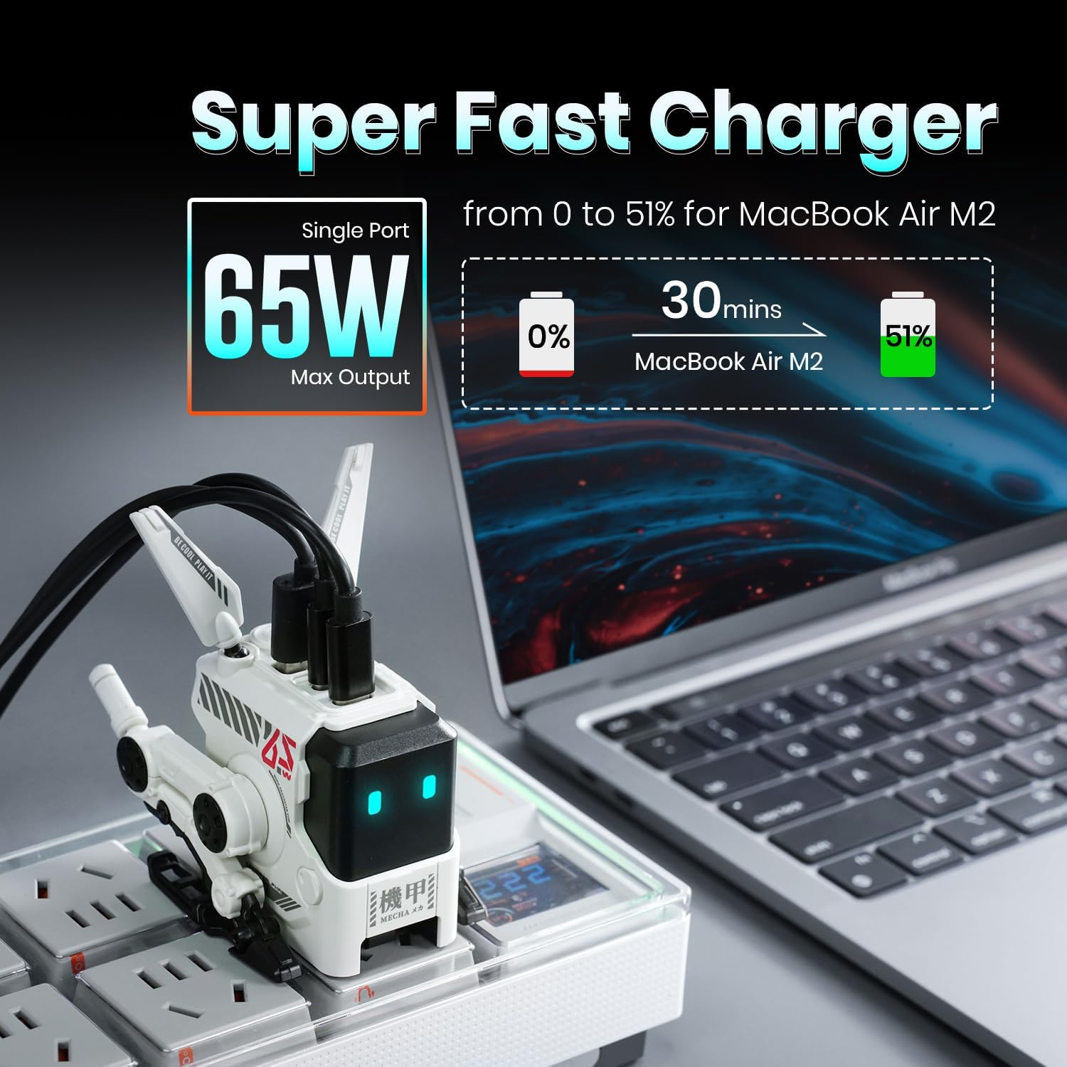 GravaStar Alpha65 65W GaN Fast Charger EU&UK Plug - Dawn White