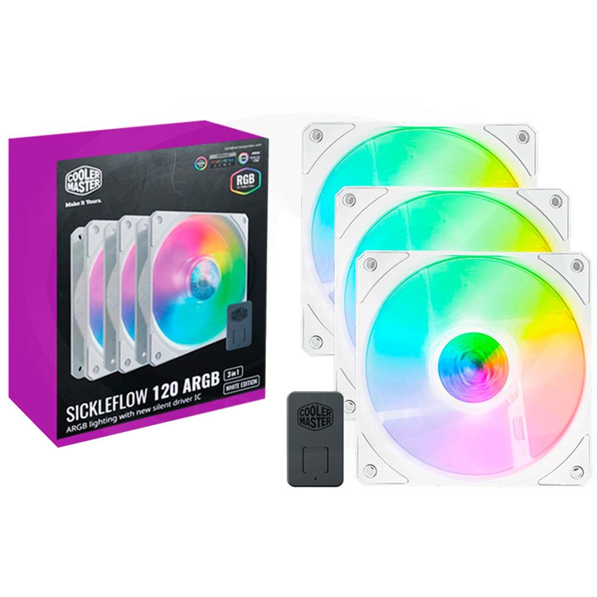 Cooler Master SickleFlow 120 ARGB White Edition 3in1 High-Performance FAN Kit