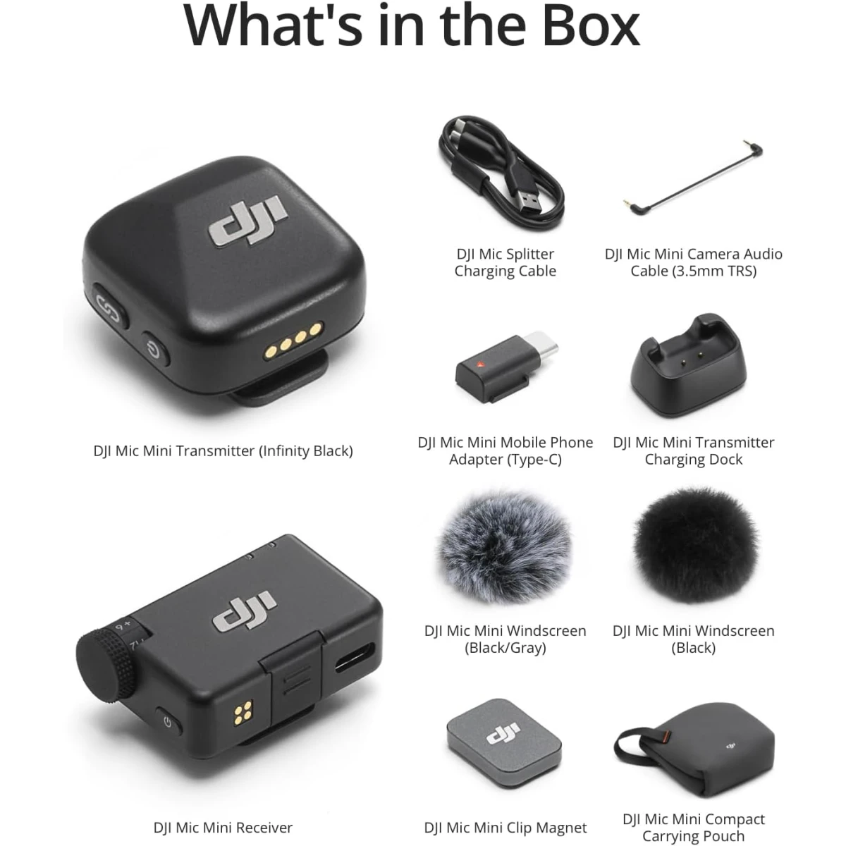 DJI Mic Mini (1TX + 1RX) Wireless Lavalier Microphone for iPhone/Camera/Android
