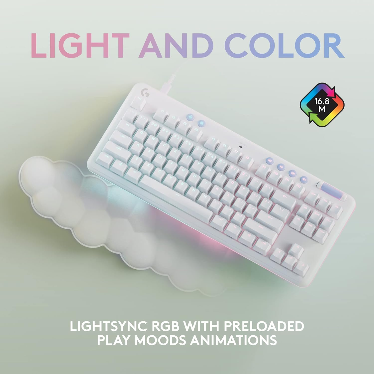 Logitech G713 TKL Wired Mechanical Keyboard LIGHTSYNC RGB Lighting Linear Switches (GX Red) - White Mist