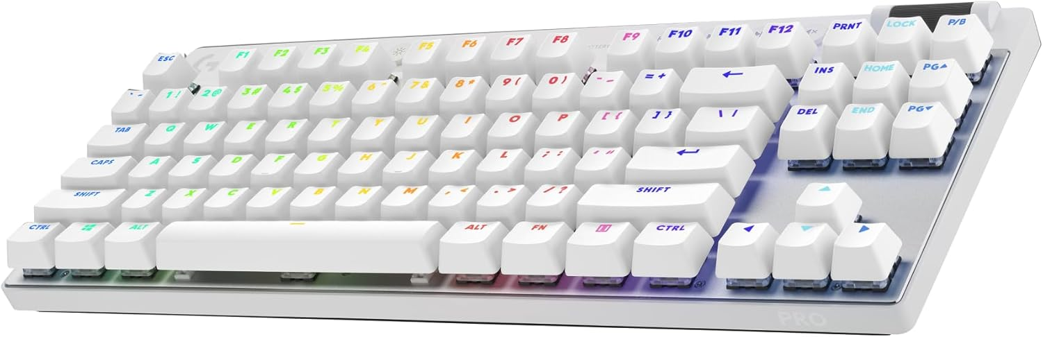 Logitech G PRO X 60 LIGHTSPEED Wireless Ultra Compact TKL 60% Mechanical LIGHTSYNC RGB Dual-Shot PBT Keycaps GX Optical Tactile Switches - White