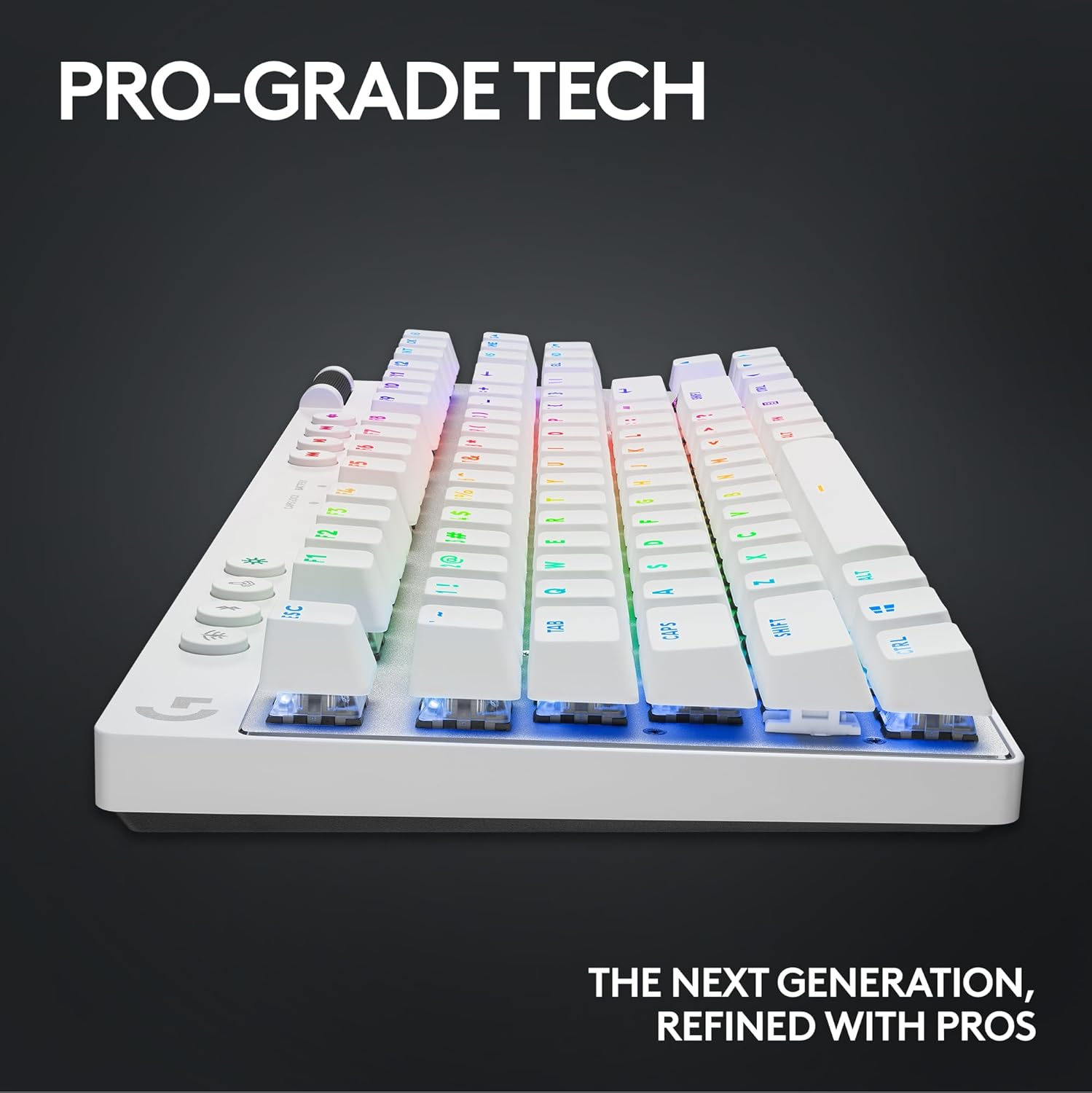 Logitech G PRO X 60 LIGHTSPEED Wireless Ultra Compact TKL 60% Mechanical LIGHTSYNC RGB Dual-Shot PBT Keycaps GX Optical Tactile Switches - White