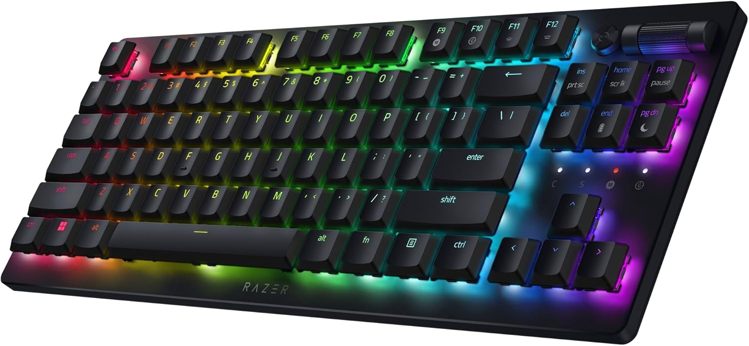 Razer DeathStalker V2 Pro TKL Wireless & Bluetooth Low-Profile Optical Switches HyperSpeed 50 Hr Ultra-Durable Coated Keycaps - Linear Red